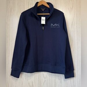MICHAEL KORS Navy Blue 1/4 Zip Designer MK LOGO Sweater MEN'S Size Small NWT
